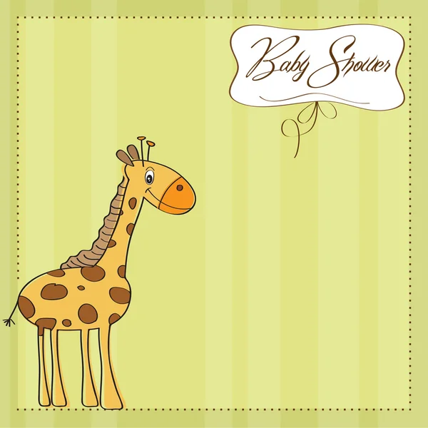 Baby shower card with giraffe toy — Stock Photo, Image