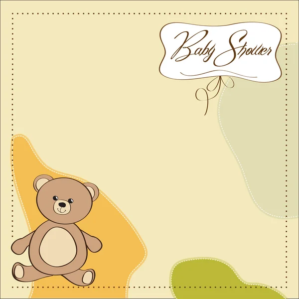 Tarjeta de ducha de bebé con juguete de oso de peluche — Foto de Stock