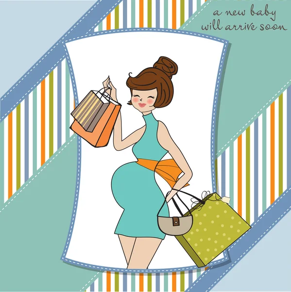 Hermosas mujeres jóvenes embarazadas en las compras — Foto de Stock
