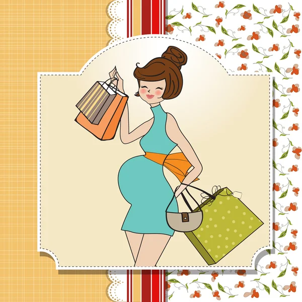 Beautiful pregnant young women at shopping — Stock Photo, Image