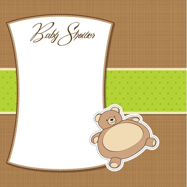 Carte de douche bébé avec jouet ours en peluche — Photo