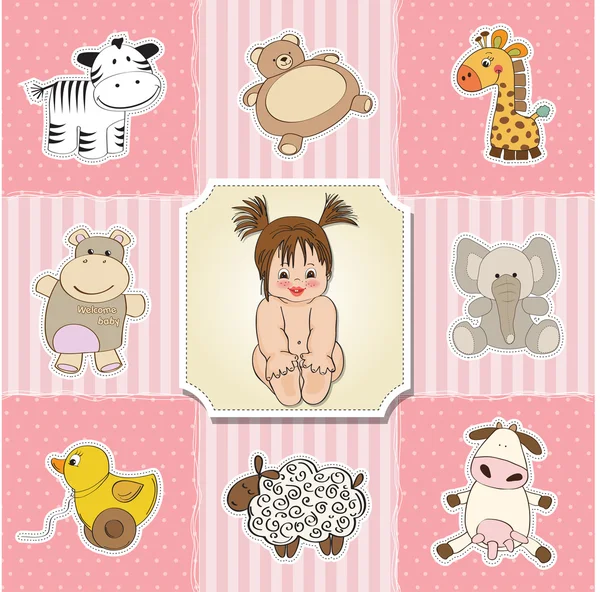 Plantilla de tarjeta de ducha bebé ilustración —  Fotos de Stock