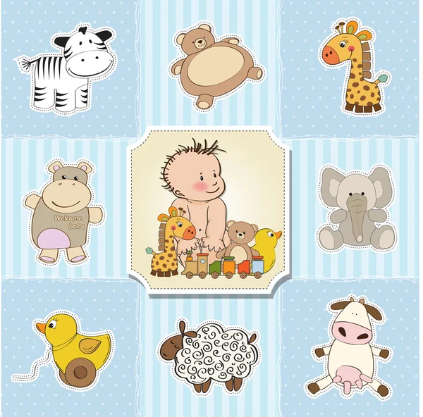 Baby shower card template illustration — 图库照片