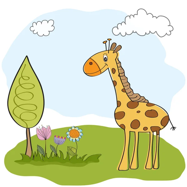 Spring greeting card with giraffe — Stock Photo, Image