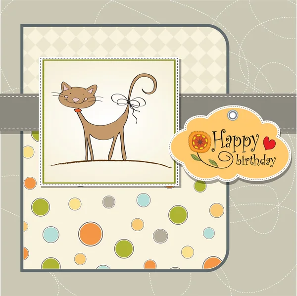 Cartão de saudação com gato — Fotografia de Stock