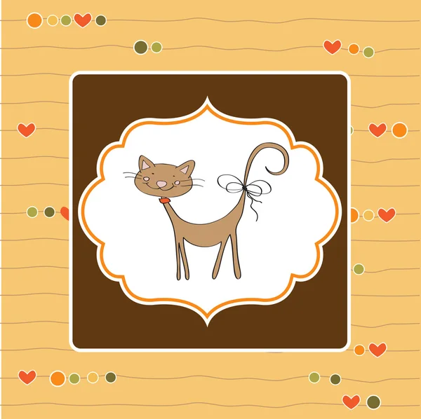 Kedi ile tebrik kartı — Stok fotoğraf