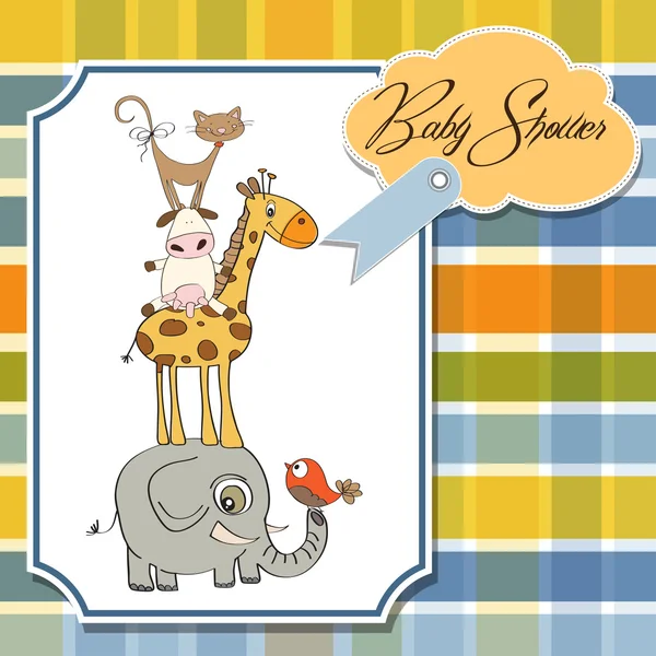 赤ちゃんのシャワーカードに面白い動物のピラミッド — ストック写真