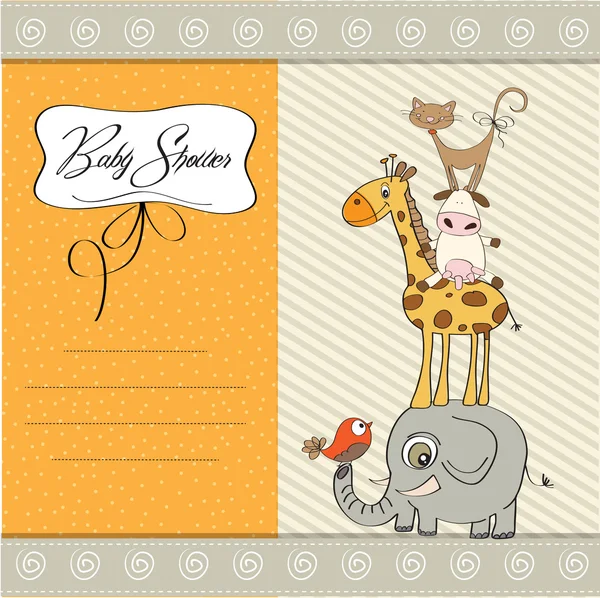 Baby shower card con divertente piramide di animali — Foto Stock