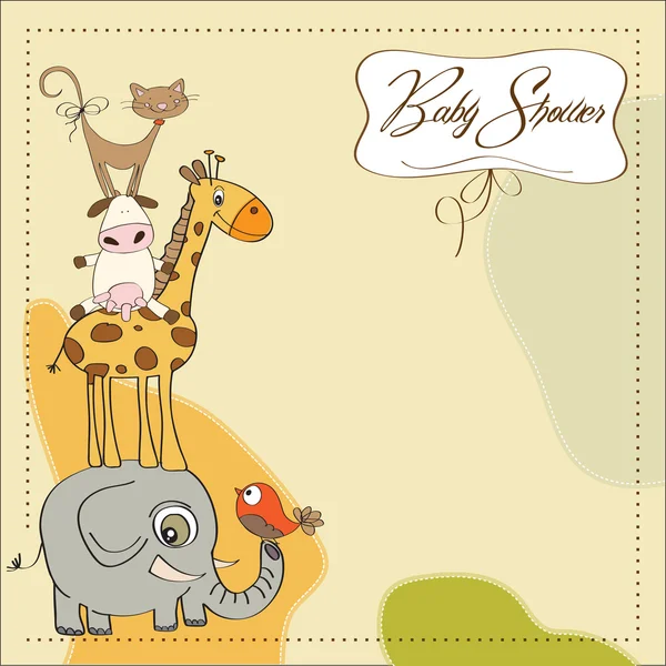 Μωρό κάρτα ντους με αστεία πυραμίδα των ζώων — Φωτογραφία Αρχείου