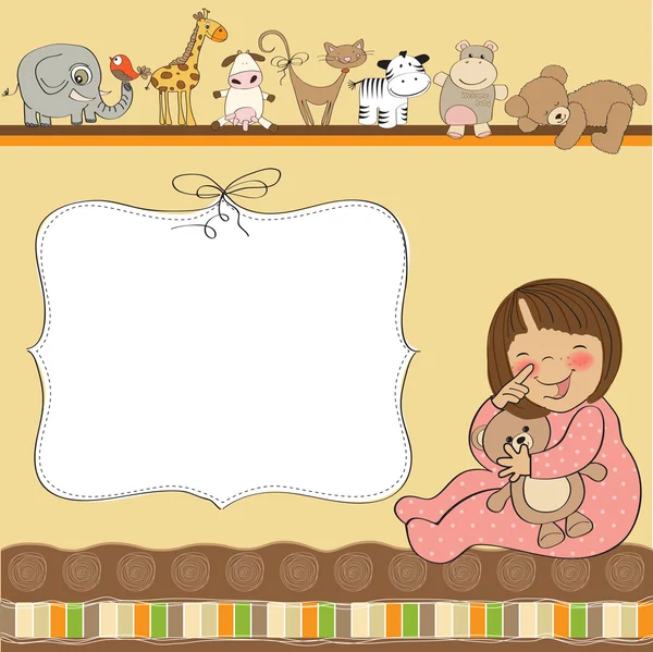 New baby shower card with girl — Stock Photo, Image