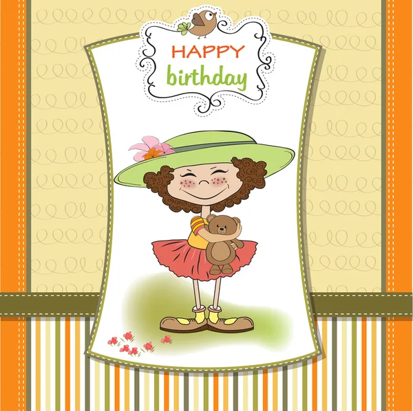 Schattig klein meisje, ik wens u gelukkige verjaardag — Stockfoto