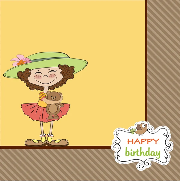 Cute little girl wishing you happy birthday — Stock Photo, Image