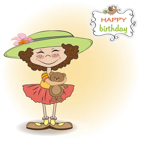 Kívánság ön boldog születésnapot aranyos kislány — Stock Fotó