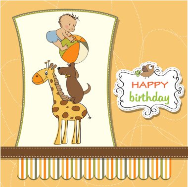 birhday karikatür kart ile hayvanların piramit