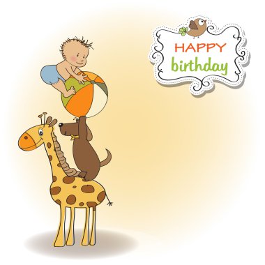 birhday karikatür kart ile hayvanların piramit