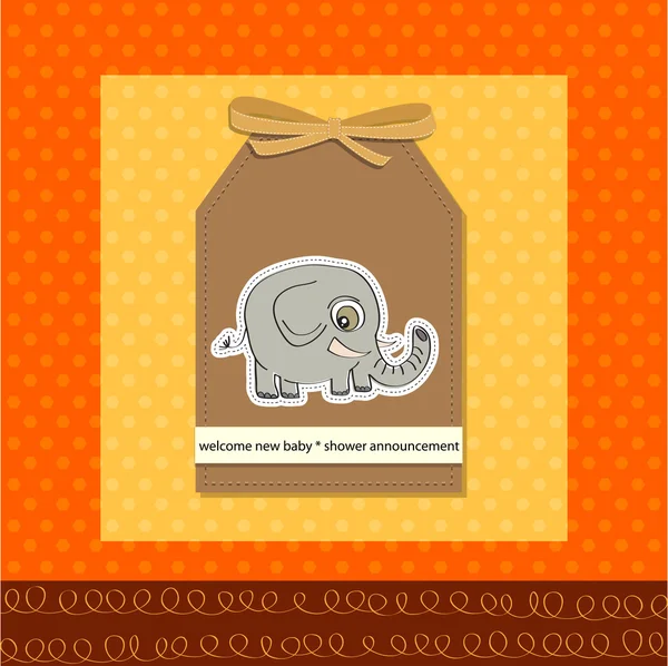 Welcome baby card with funny elephant — Stock Photo, Image