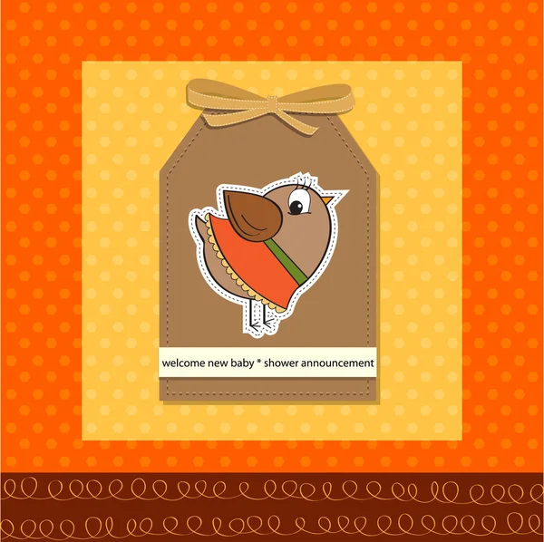 Karteczka powitalna z zabawnym ptaszkiem — Zdjęcie stockowe
