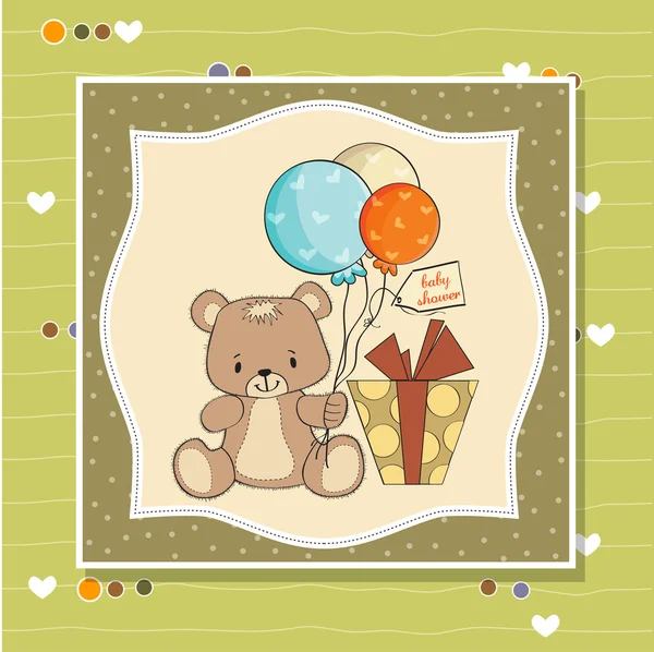 Μωρό κάρτα shoher με χαριτωμένο αρκουδάκι — Φωτογραφία Αρχείου