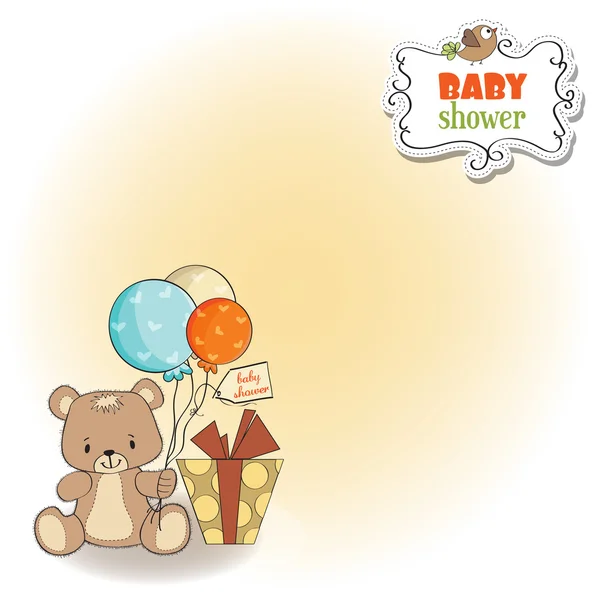 Tarjeta de bebé shoher con lindo osito de peluche — Foto de Stock