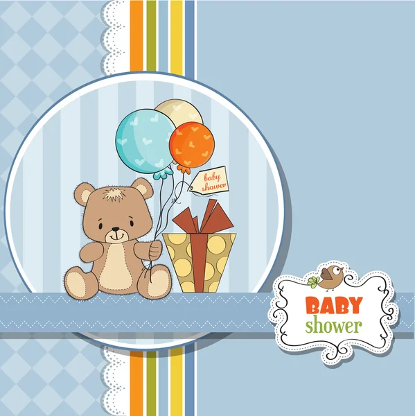 Baby shoher carte avec ours en peluche mignon — Photo