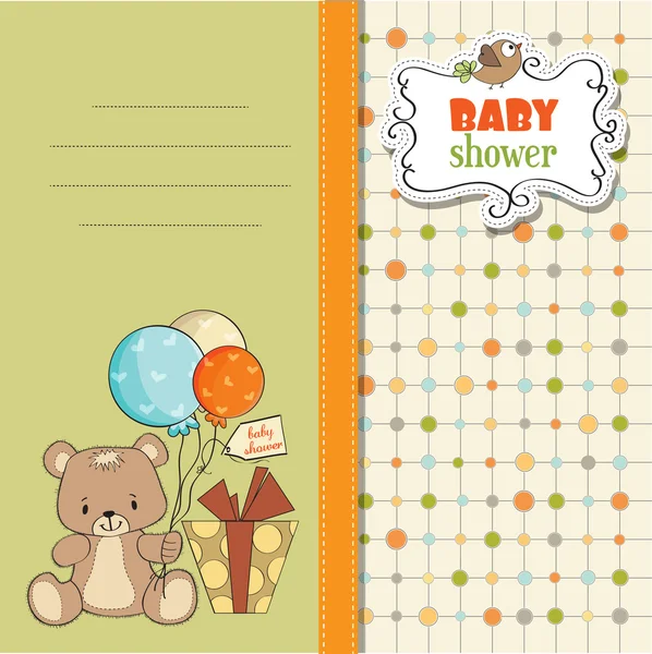 Baby shoher kort med söt nalle — Stockfoto