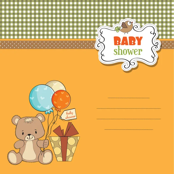 Карточка малыша с милым плюшевым мишкой — стоковое фото