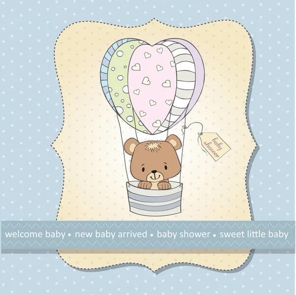 Baba zuhany kártya aranyos plüssmackó — Stock Fotó