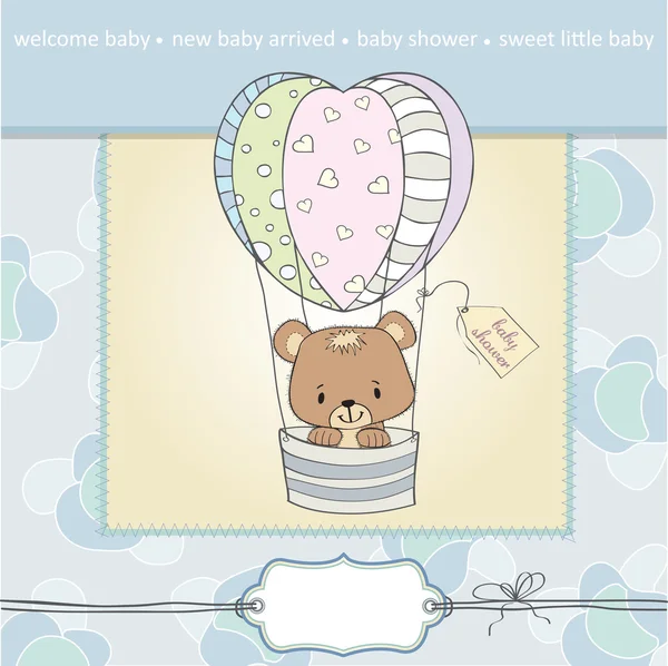 Baby douche kaart met schattige teddybeer — Stockfoto