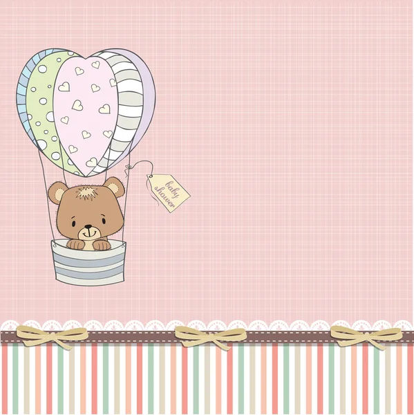 Carte de douche bébé avec ours en peluche mignon — Photo