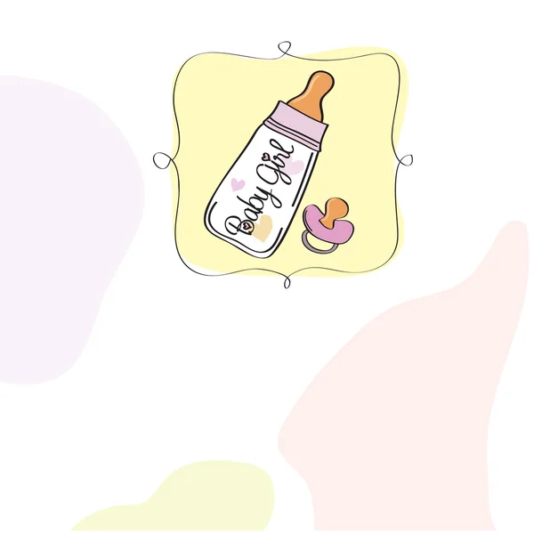牛乳瓶とおしゃぶりベビー シャワー カード — ストック写真