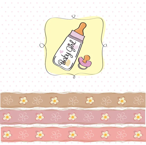 Babyduschkarte mit Milchflasche und Schnuller — Stockfoto