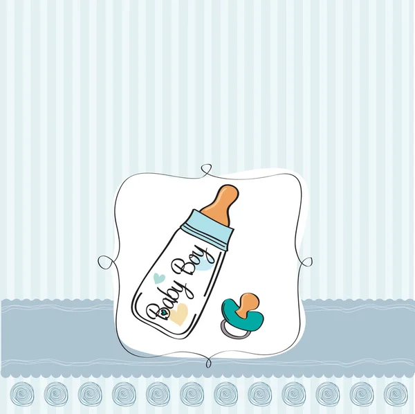 Stock image Baby boy shower card with milk bottle and pacifier