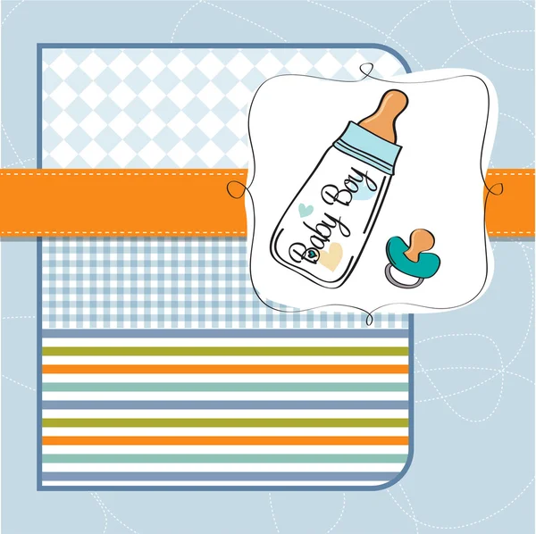 stock image Baby boy shower card with milk bottle and pacifier