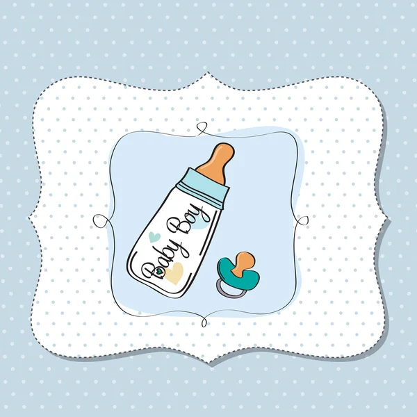 stock image Baby boy shower card with milk bottle and pacifier