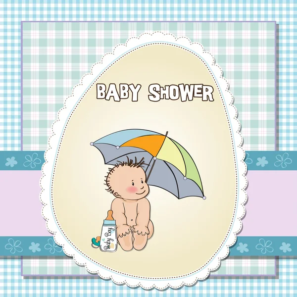 Novo bebê menino chuveiro cartão — Fotografia de Stock