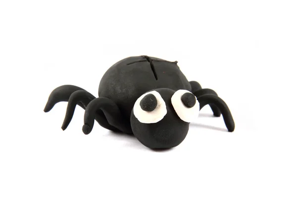 Zwarte spider uit de plasticine — Stockfoto