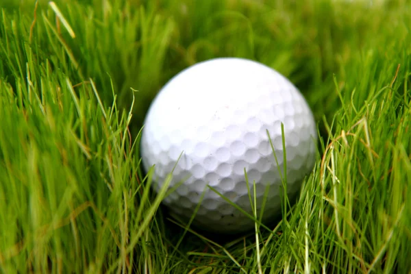 Golfboll i det gröna gräset — Stockfoto