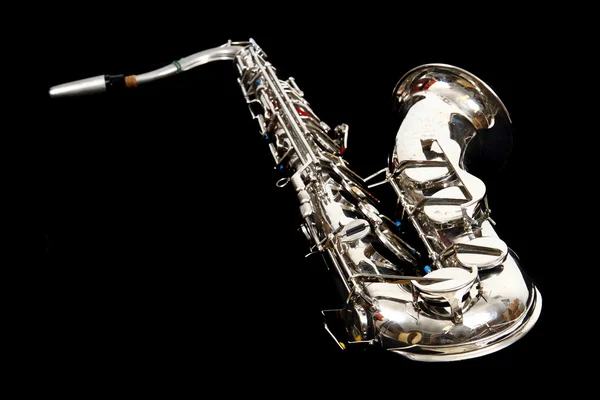 Saxofone de prata — Fotografia de Stock