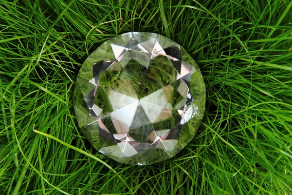 stock image Clear diamond in the green grass