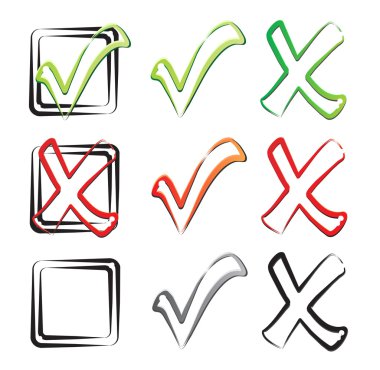 Check mark, tick and cross clipart