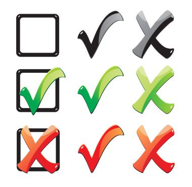 Check mark, tick and cross clipart