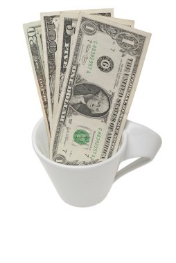 Amerikan Doları olarak beyaz fincan kahve için