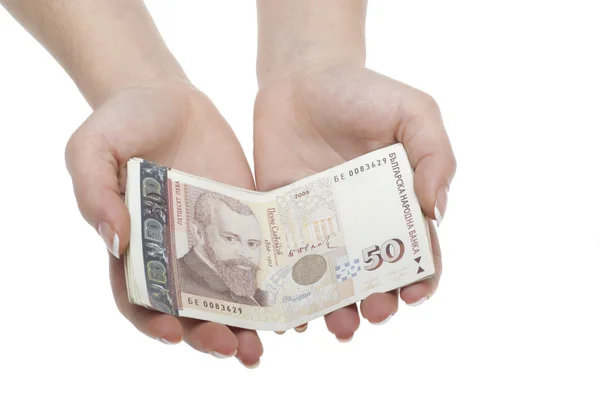 Vrouw handen met geld — Stockfoto
