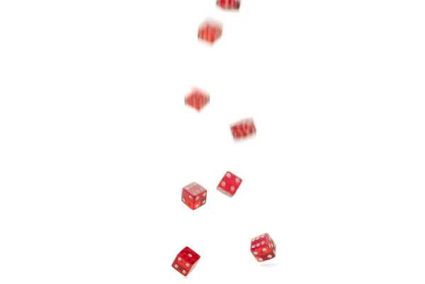 Rode dobbelstenen vallen — Stockfoto