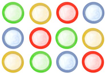 Colored condoms isolated clipart