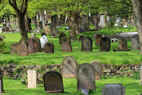 Mezarlığı içinde eski mezar taşları — Stok fotoğraf
