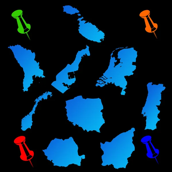 Evropské země cestovní mapy — Stock fotografie