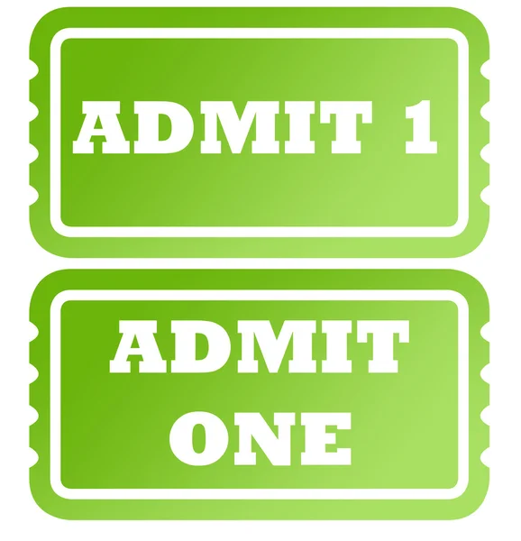 stock image Admit one green tickets