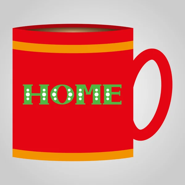 Röd kopp med skylt hem — Stock vektor