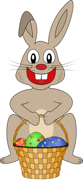 Easter bunny with basket — Stock Vector